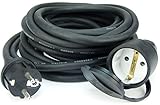 GLT 1 x Paccs 7,5 m Schuko Gummi Verlängerungskabel IP44 H07RN-F 3G1,5, schwarz, für den...