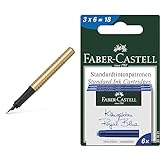 Faber-Castell 140929 - Füller Grip Edition, Feder EF, gold & 201621 - Tintenpatronen, 3 Schachteln...