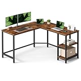 VASAGLE Schreibtisch, L-förmiger Computertisch, 138 x 138 x 76 cm, Eckschreibtisch mit 2 Ablagen,...