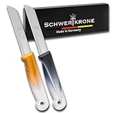 Schwertkrone 2 Küchenmesser gezahnt Wellenschliff Messerset Solingen Gemüsemesser scharf...