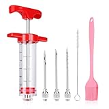 MXTIMWAN Fleischspritze Marinadenspritze, Marinierspritze, 3 Nadeln 1 Reinigungsbürste 30ml Fleisch...