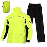 CLISPEED Reflektierender Herren Regenanzug Fahrrad Regenjacke mit Kapuze Inklusive Schuhüberzügen...