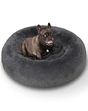 KSIIA Hundebett Flauschig, Katzenbett, Ø 60 cm Rund Donut Hundekissen Waschbar, Langer Plüsch...