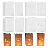 BigKego 20 Stück Papier Lichttüten Kerzentüten Candle Bags Teelicht Lichtertüten Weiß...
