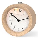 aboveClock Wecker Analog Ohne Ticken, Wecker Holz mit Snooze, Nachttisch Tischuhr mit Nachtlicht,...