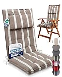 Beautissu Premium Hochlehner Auflage mit Kopfpolster 120x50cm Sun-HL – 8cm Dickes Polster...