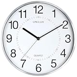 Unilux Wanduhr Aria mit Sekundenzeiger, modernes Ziffernblatt, Kunststoff/Glas, metallgrau, 30.5 cm