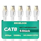 Ercielook Lan Kabel 0,15m-5 Stück - Hochgeschwindigkeits 40 Gbit/s Cat8-Netzwerkkabel für den...