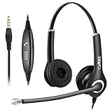 PC Headset Handy für Smartphone Computer Laptop, 3,5mm Klinke Kopfhörer Handy mit Mikrofon für...