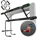 KESSER® 4in1 Premium Klimmzugstange inkl. DIP-Station & Power Ropes, klappbare Türreck, sichere...