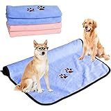 Ksvaye 2 Stück Hundehandtuch Extra Saugfähig 90 x 50 cm Microfaser Handtücher für Hunde Katzen...