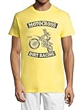 Motocross Dirt Racing Rundhals Baumwolle Herren T-Shirt Gelb, gelb, XXL