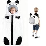 Schlafsack Kinder 178 x 88 cm Faltbare Kinderschlafsack mit Kissen und Reißverschluss Weich Warm...