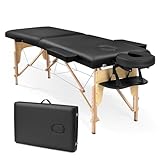 Higliocas Massageliege Klappbar Kosmetik Liege: 2-Zonen Holz Massagetisch Mobile Massagebett...