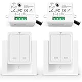 Tedeligo Kabelloses Lichtschalter Set, Mobiler Funksender Wandsender 2 in 1 Funkschalter Licht 100M...