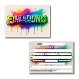 GRAFBURG - 15 Einladungskarten Kindergeburtstag mit 3D Effekt – DIN A6 - Coole Einladungen für...