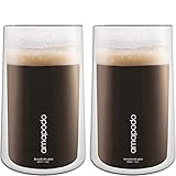 amapodo Latte Macchiato Gläser 2er Set 400ml - doppelwandige Gläser - Cappuccino Gläser -...