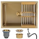 d Unterbau-Küchenspüle, Einzelbecken, Arbeitsplatz, Barspüle, gebürstetes D-Finish, Edelstahl,...