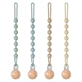 CLDY Silikon Schnullerkette, 4 Stück Schnullerband, Cup Catcher, Schnullerkette Jungen und...