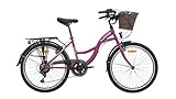 LUCHS 24' 26' 28' Zoll Feline Citybike mit Rattankorb – Hollandrad 21 Gang, Kinderfahrrad,...