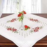 Ernst Schäfer Stickpackung ROTE ROSEN, vorgezeichnetes Kreuzstich Tischdecken Set zum Sticken,...