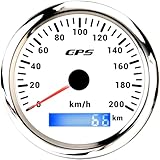 85mm Geschwindigkeitsmesser Boot GPS Tacho Kilometerzähler 0-200Km/H Wasserdichter IP67 7-Farben...