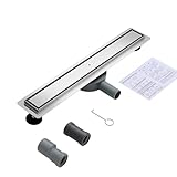 KINKIBOS Duschrinne Befliesbar 60cm Gebürstet, 360° Siphon mit Geruchsstop und Haarsieb, 304...