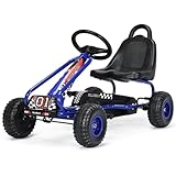 FANTASK Gokart ab 3 Jahren, Tretauto Tretfahrzeug mit verstellbarem Sitz und Handbremse, Go Cart bis...