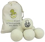 Tebewo Drygon Trockner-Bälle 6er Set | Wasch-Trockner-Bälle aus Schafs-Wolle für Wäsche-Trockner...