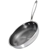 SHINEOFI Wabenförmige Edelstahl Bratpfanne 26cm mit Antihaftstruktur Ergonomischem Griff für Gas...