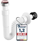MYLAVABO Siphon Ablaufschlauch 1 1/4' Sifon für Waschbecken, flexibel ausziehbar bis 85cm cm,...