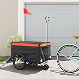 Rantry Fahrradanhänger Schwarz und Orange 45 kg Eisen, Fahrrad Frachtanhänger, Fahrrad Groß Cargo...