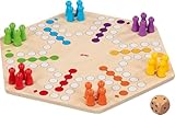 goki 56298 – Ludo für bis zu 6 Spieler aus Holz – Gesellschaftsspiel im XL-Format, Durchmesser...