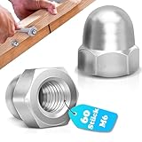 60 Stück Hutmuttern M6 Edelstahl Kappenmuttern, M6 Muttern hohe Form DIN 1587 Edelstahlmuttern A2...