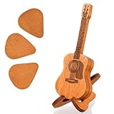 Akustikgitarren Picks Box Gitarrenplektrumbox Gitarren Plektren Halter mit 3 Plektren Holz Plektrum...