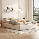 Bett 140x200 cm, Polsterbett mit Bettkasten und 2 Schubladen, ohne Kopfteil, Hydraulisch Doppelbett...