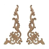 Luleke 2 Stück Holz Ornament Schrank, Holz Geschnitzte Möbel Appliques Ecke Onlay Applique...