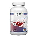 Health+ Krill-Öl - 120 Kapseln mit je 500 mg hochwertiger Omega 3 Fettsäuren, mit EPA und DHA,...