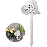 Grabschmuck Wetterfest, 28 cm Grabstecker, Herz Grabstecker Edelstahl Grabschmuck mit Spruch Du...