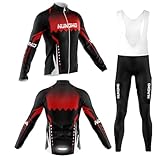 Herren Langarm Radtrikot+9D Gepolsterte Schultergurt Hose, Herren Fahrradbekleidung Kurzarm MTB...