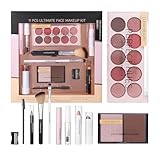 Make-up-Set | Make-up-Set für Damen Gesicht - 11-teiliges Set mit Pinsel Lippenstift Mascara...