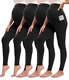Siimcuzy Umstandsleggings für Damen, mit Taschen über dem Bauch, Schwangerschaft, Workout, Yoga,...