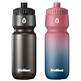 WEMEET Mountainbike Wasserflasche 2er-Pack, Squeeze Trinkflasche Fahrrad mit Kapazitätsskala,...