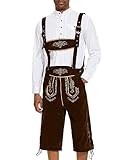 YAOHUOLE Oktoberfest Hose Herren Trachtenhosen Männer Trachtenlederhosen Dunkelbraun L