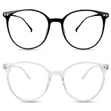LIURFLNC 2 Pack Anti Blaues Fake Brille, Blue Light Glasses, Qualität Runde Rahmen Blaulicht...