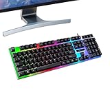 HUNJHYC Mechanische Gaming-Tastatur, beleuchtete Tastatur – ästhetische kabelgebundene...