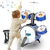 Chinliengu Drum Set Toy 5 Drums with Stool Percussion Musical Toy Gift for Children Jazz Drums Music...