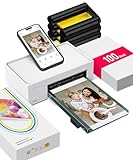 Liene Fotodrucker für Smartphone(10x15 cm)+Set mit 2 Packungen(20+80 Blatt) Fotopapier/Patrone,WiFi...