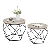 VASAGLE Couchtisch rund, 2er Set, Wohnzimmertisch, Beistelltisch, modern, abnehmbare Tischplatte,...