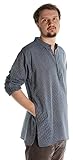 HEMAD Fischerhemd Baumwoll-Hemden Kurta Hemd blau-weiß XL